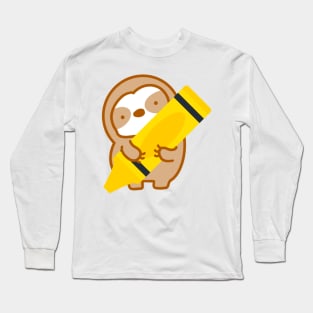 Cute Yellow Crayon Sloth Long Sleeve T-Shirt